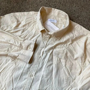 New Men's Jekaoyi Beige Long Sleeve Linen Blend Dress Shirt Size L Resort Wear